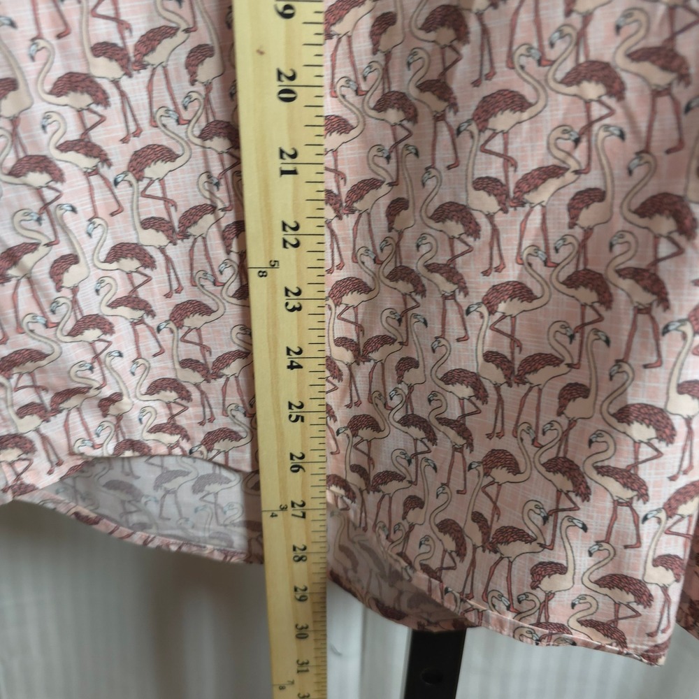 Johnston & Murphy Men's L Flamingo Print Short Sleeve Button Down Shirt Vacation - Picture 5 of 7